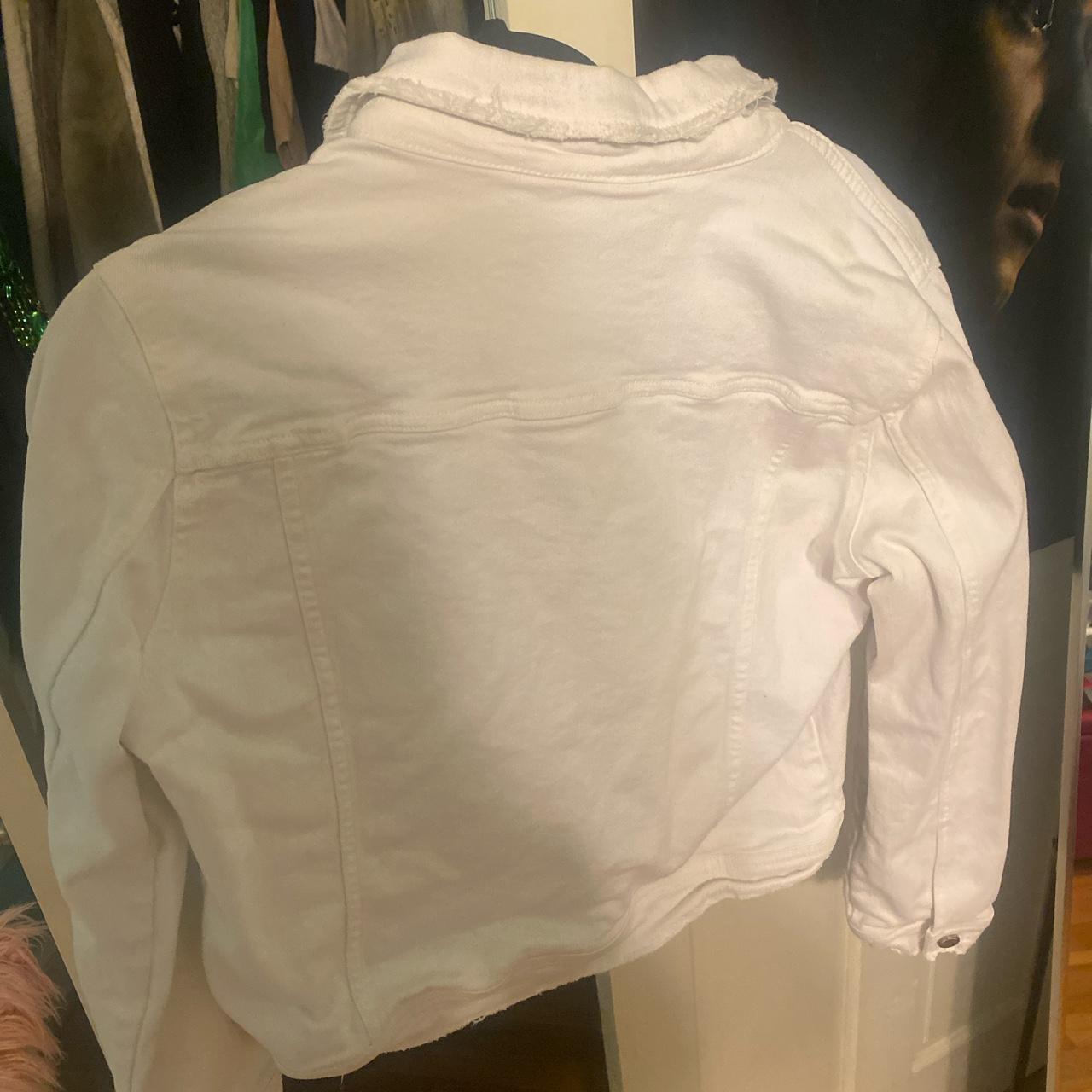 Cropped white Zara Jean Jacket, Size XL but fits... - Depop