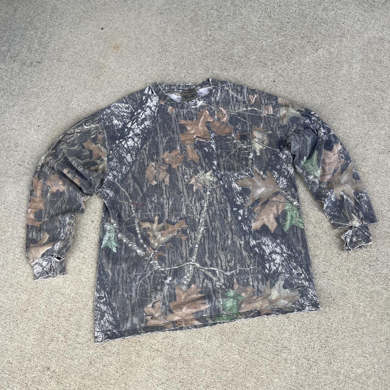 Vintage Distressed Camo Long Sleeve Shirt... - Depop