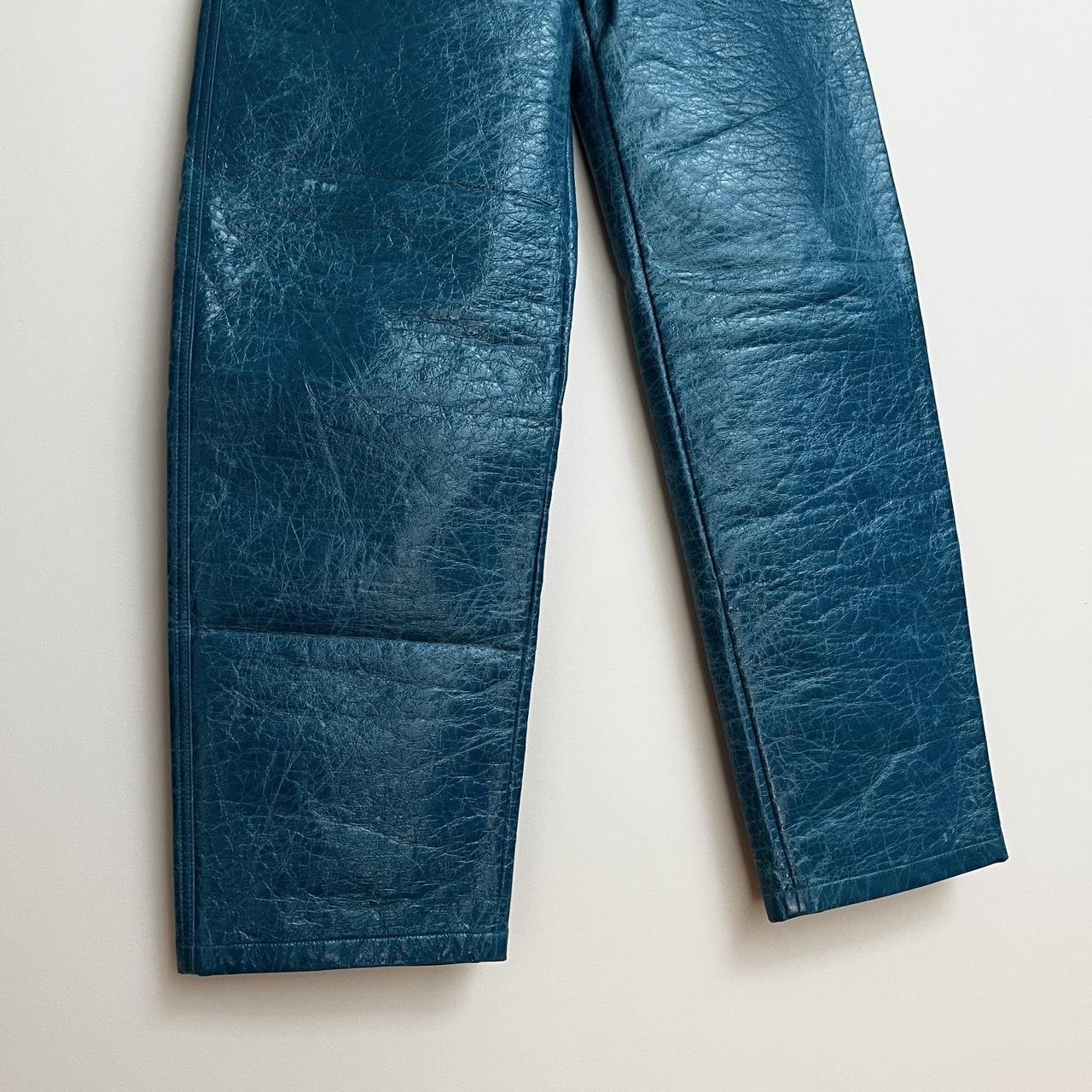 MSGM Blue Cracked Leather Pants (unisex) Size 42 | Depop