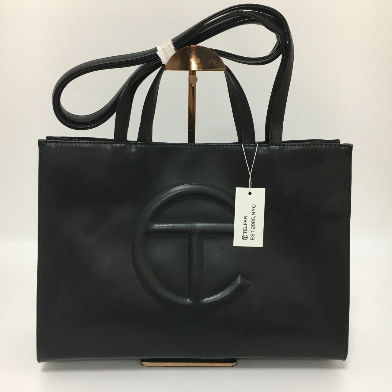 telfar medium black shopping bag