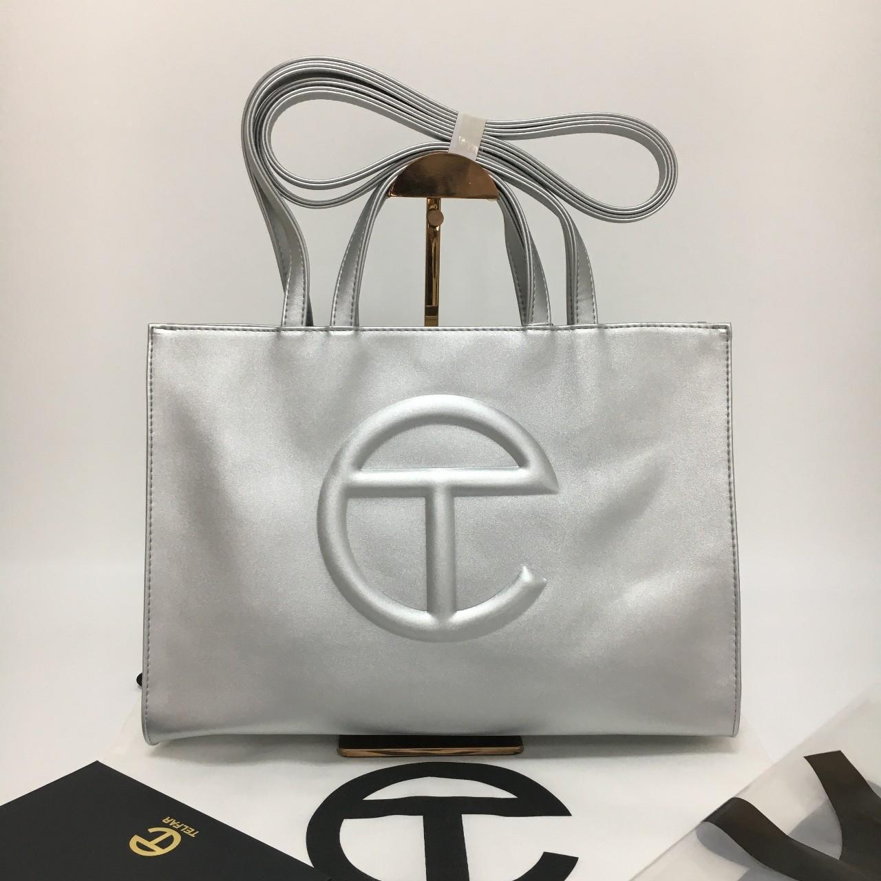 telfar medium shopping bag silver