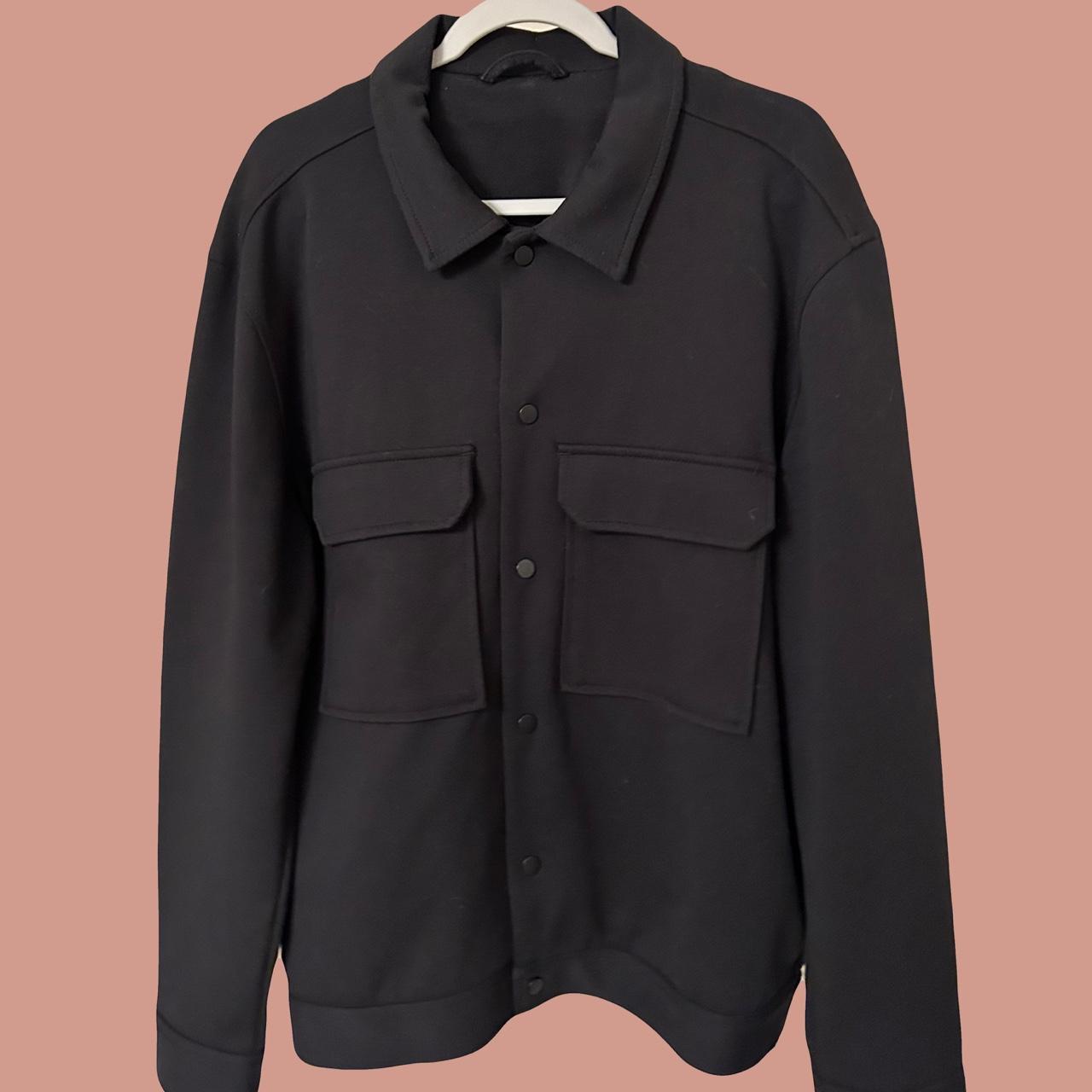 Black button down jacket Size is XL, from... Depop