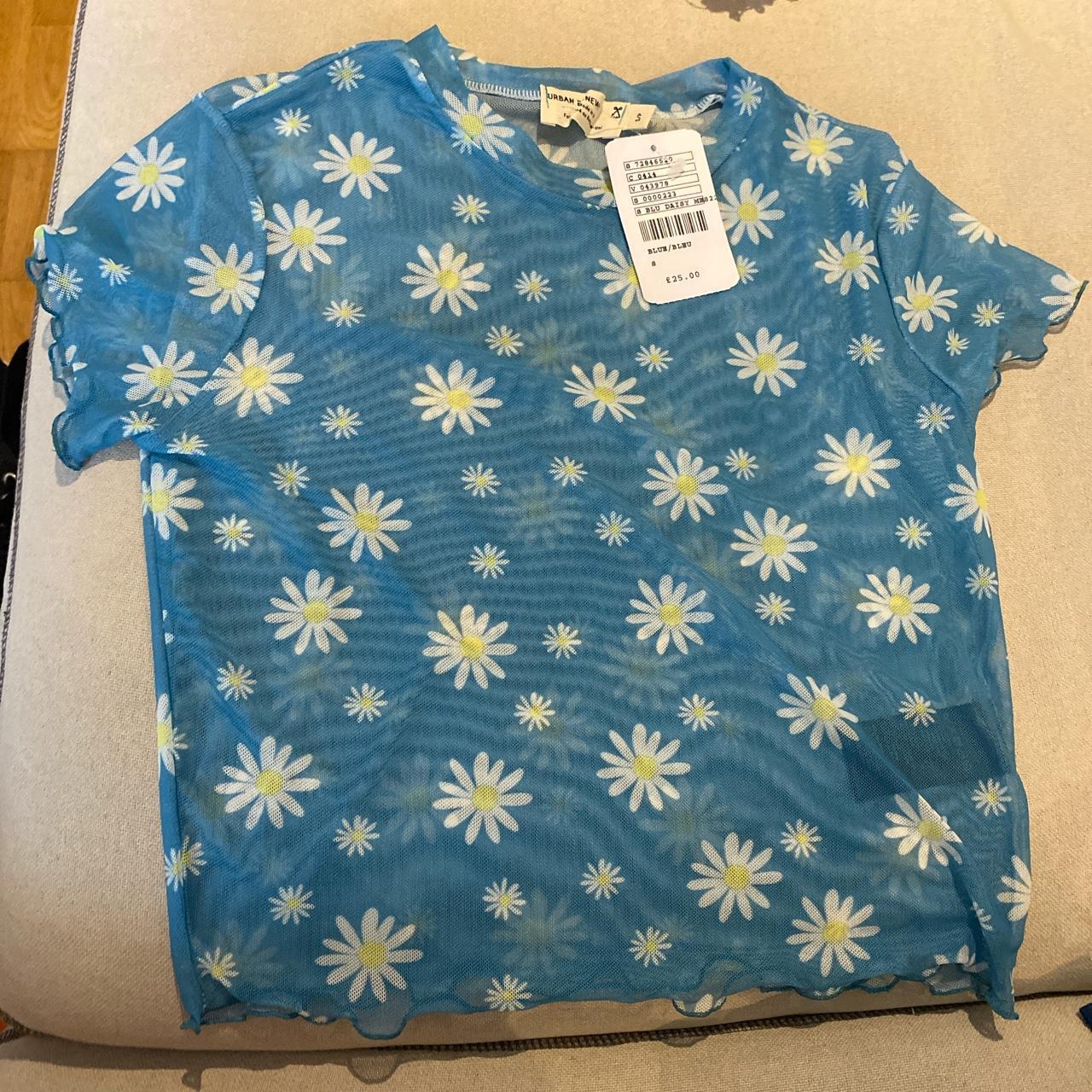 Urban outfitters mesh floral top. Size 8 - Depop