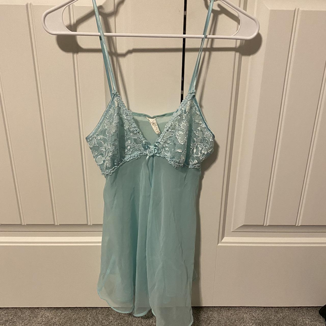 Teal lingerie top it’s splits in the middle Size s... - Depop