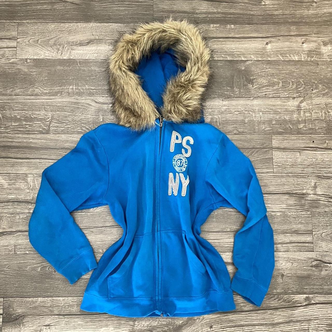 Y2K Blue Aeropostale fur jacket Size 14 fits like a. Depop