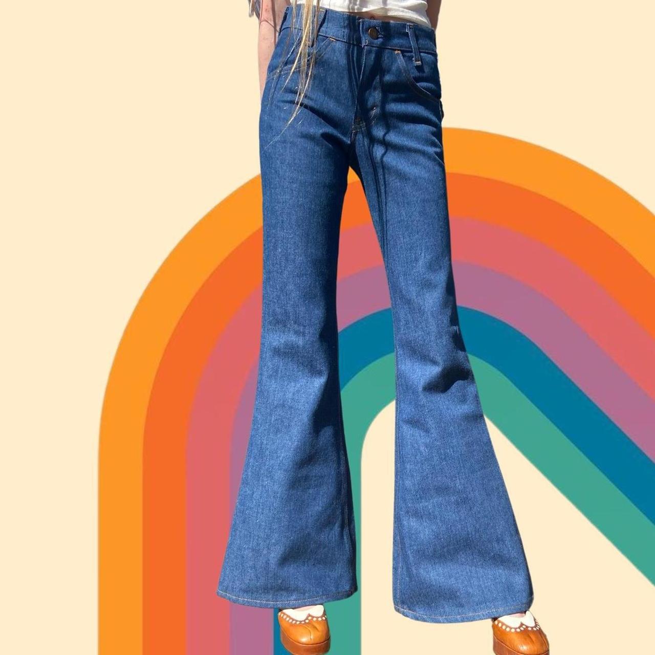 vintage 70s jeans bell bottoms Original orange tab - Depop