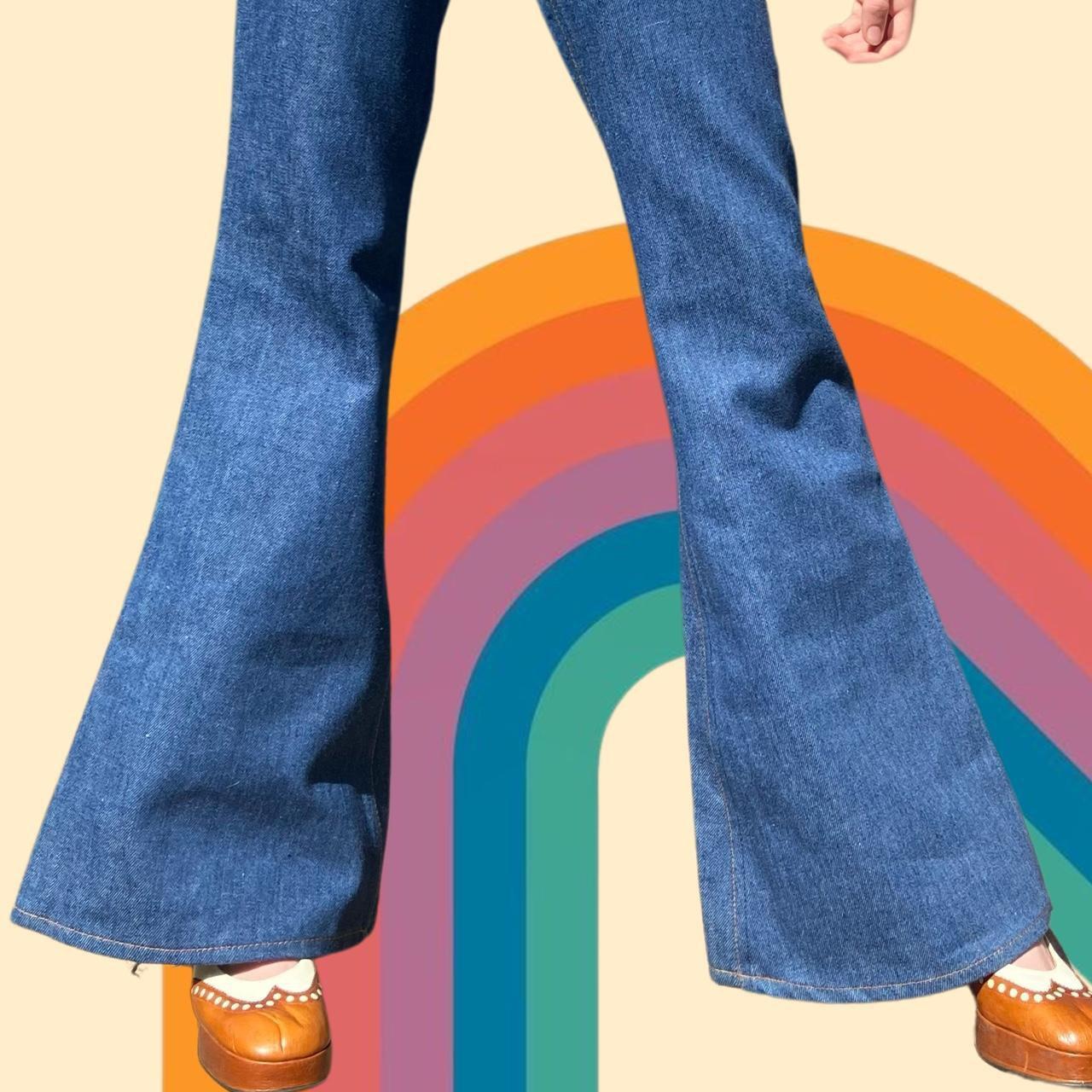 vintage 70s jeans bell bottoms Original orange tab - Depop