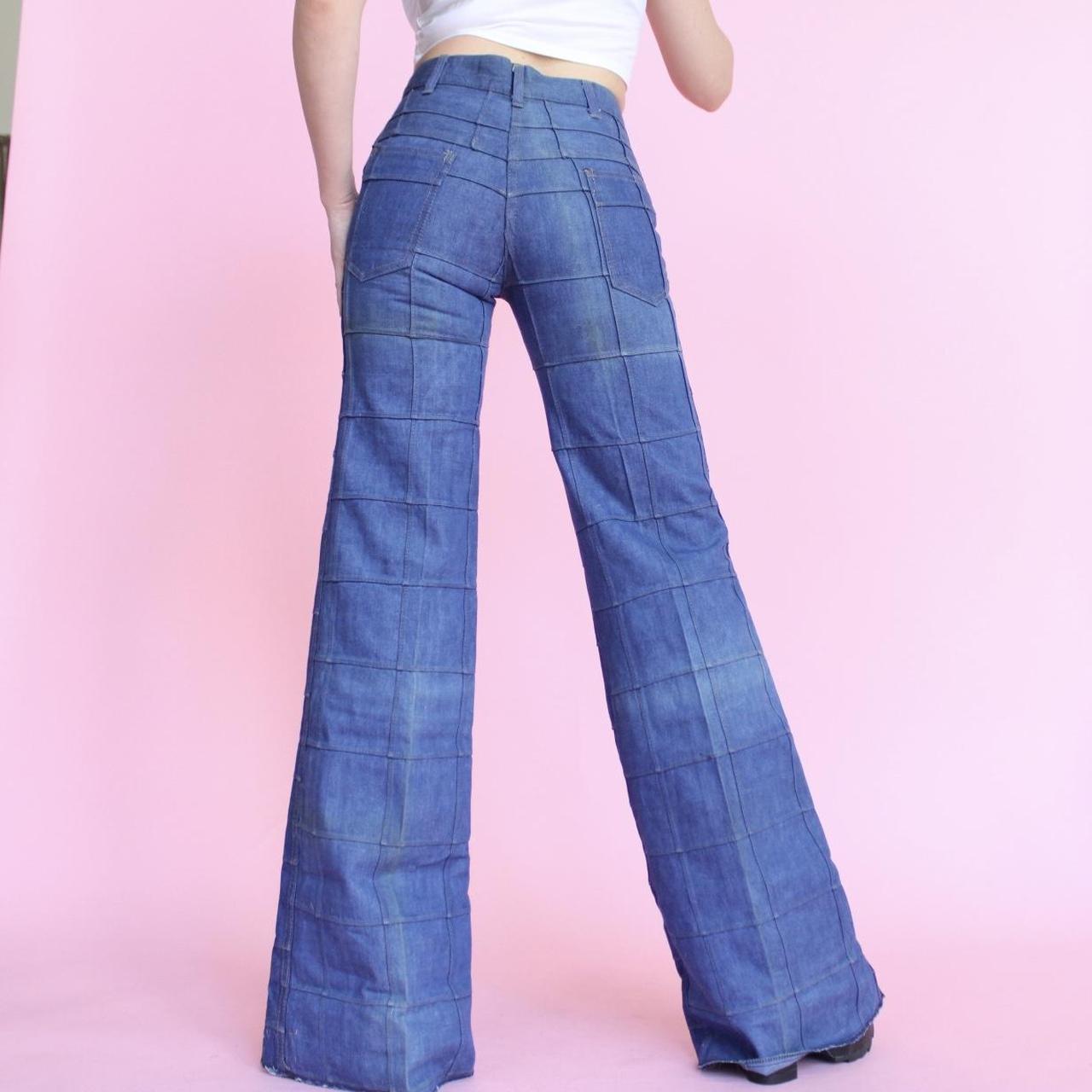 Vintage 70s jeans bell bottoms , patchwork denim