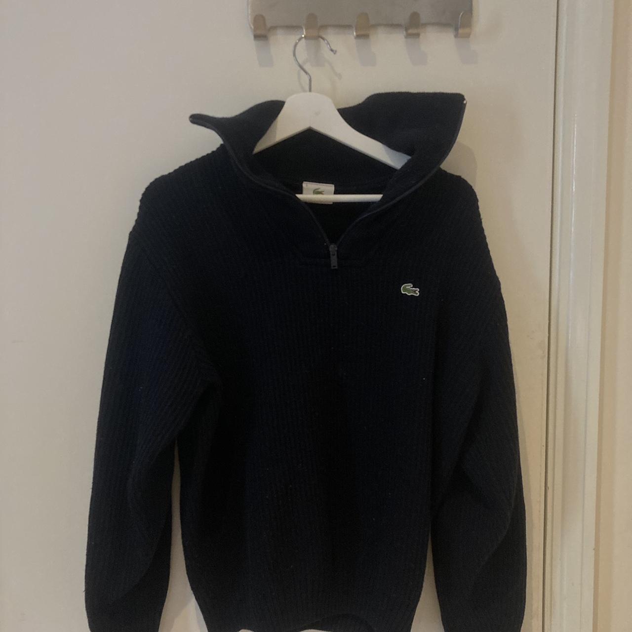 Lacoste Quarter Zip Jumper Navy Color Excellent - Depop