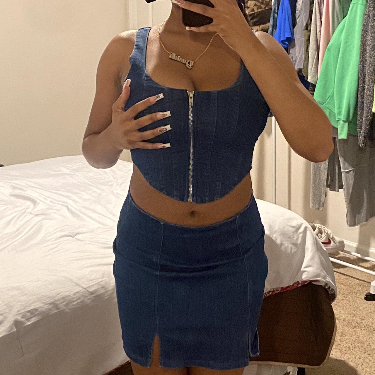 FREE SHIPPING denim two piece set like new... - Depop