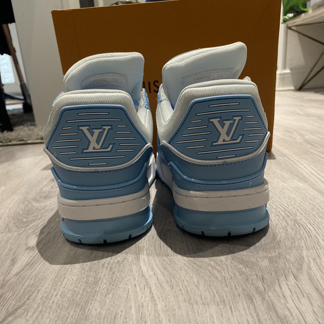 Louis Vuitton Men's Blue and White Trainers | Depop