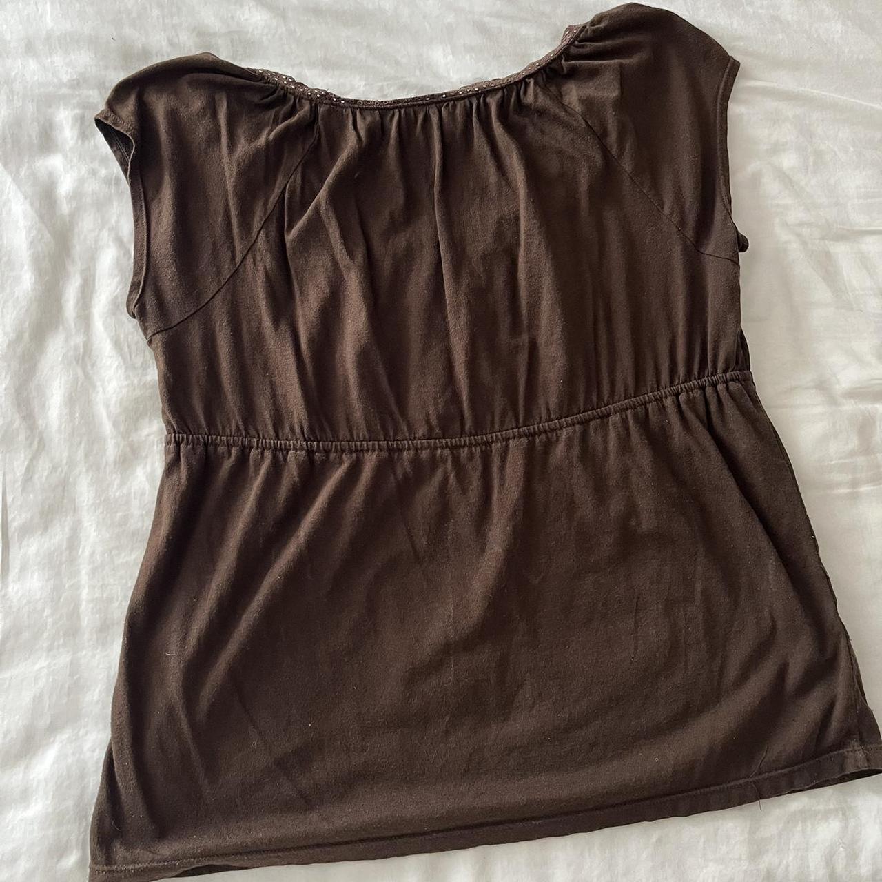 brandy melville dupe babydoll brown top. has pretty... Depop