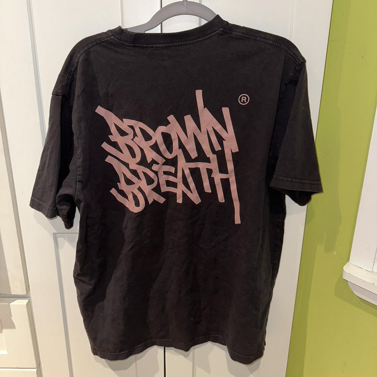 -韓国ストリートブランド- BROWNBREATH TAG TEE Popular Korean Brand Brown Breath Grey/pink tee | Depop