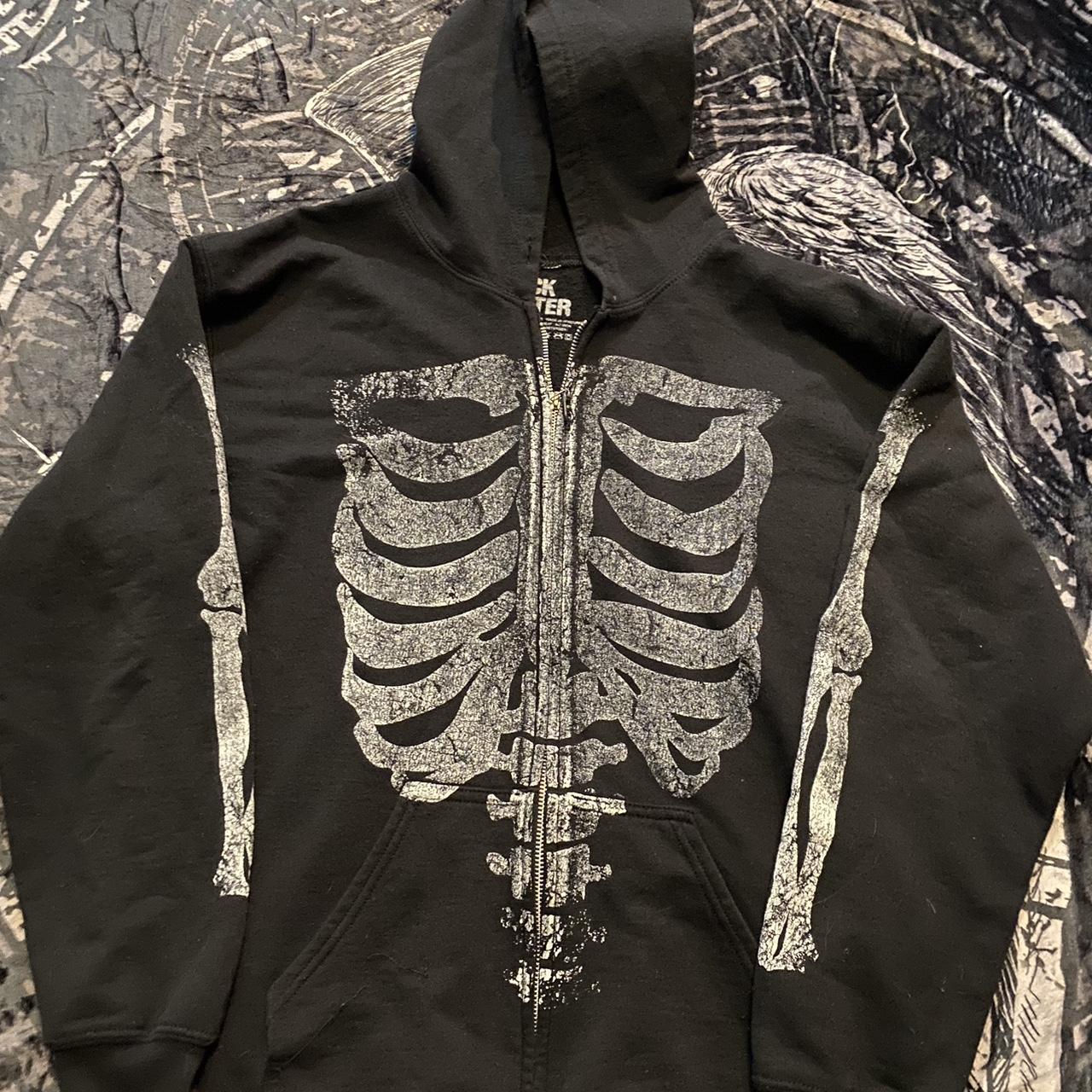 hottopic skeleton jacket! one of the pockets sewing... - Depop