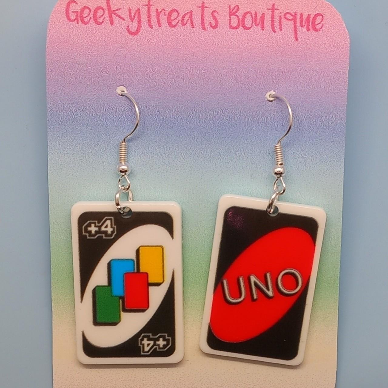 red uno reverse card earrings - Depop