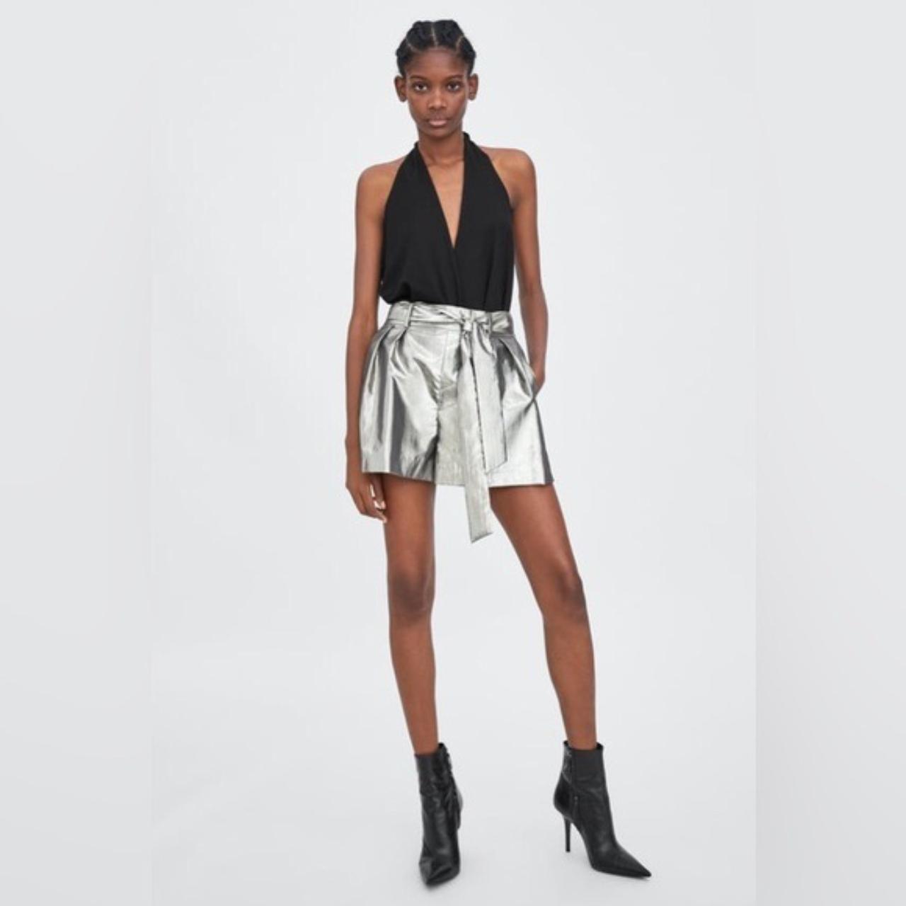 zara metallic shorts