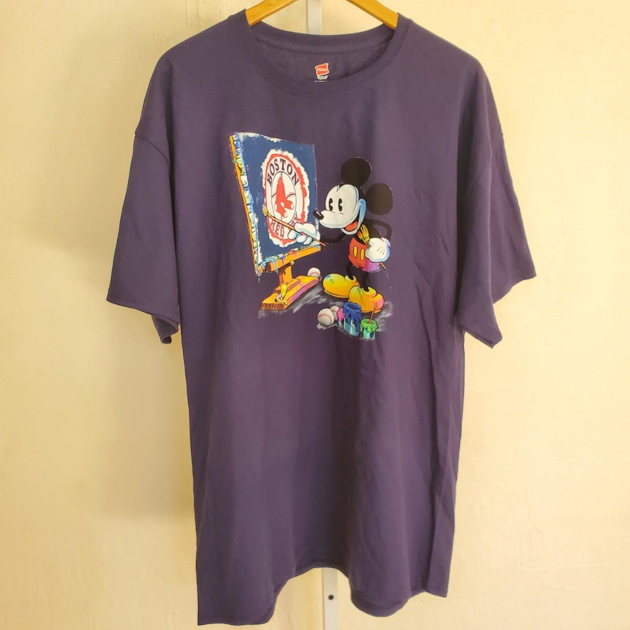 Bootleg Mickey tee. Mickey Mouse and Boston Red Sox... - Depop