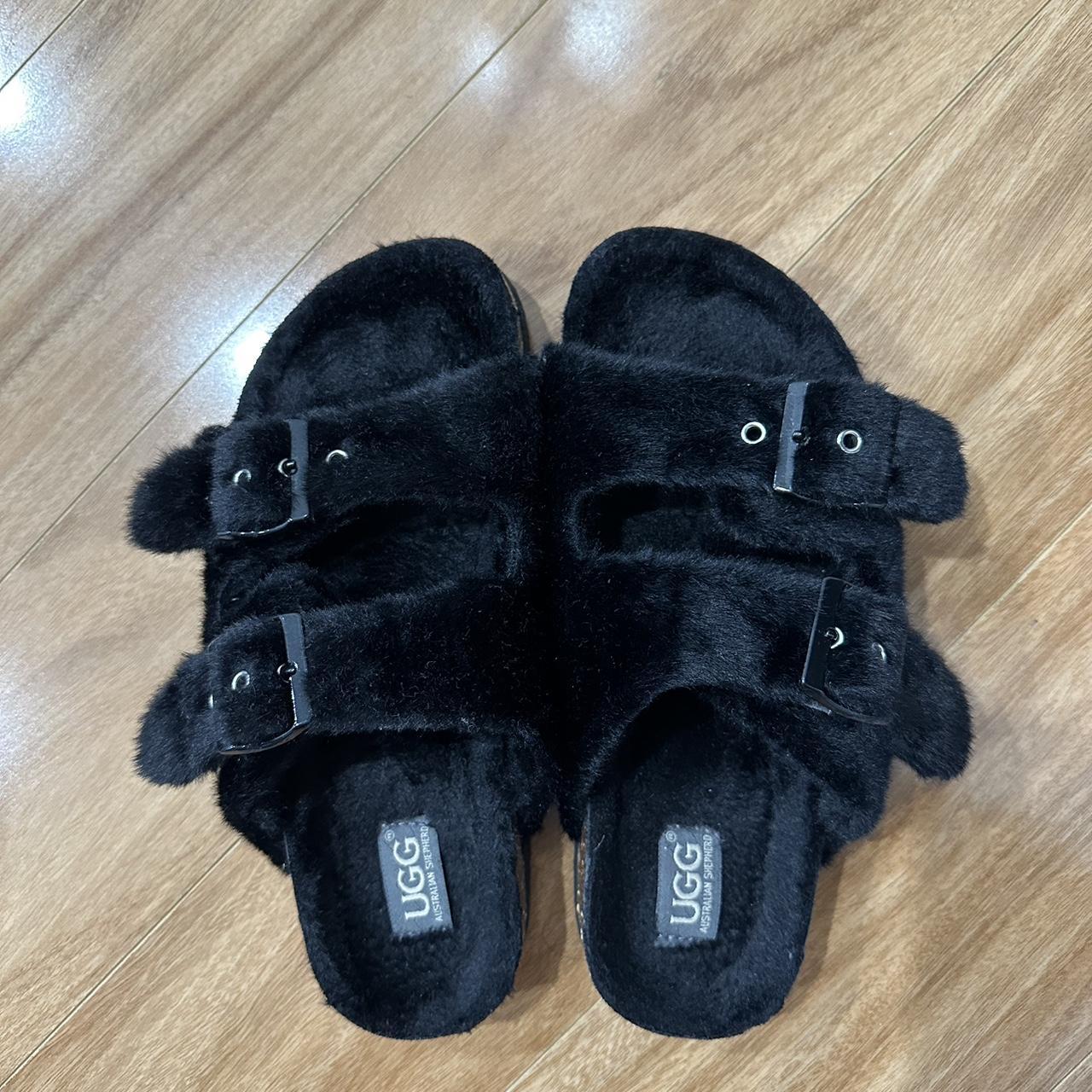 UGG fur slides worn twice indoors only. Size 38 (7... Depop