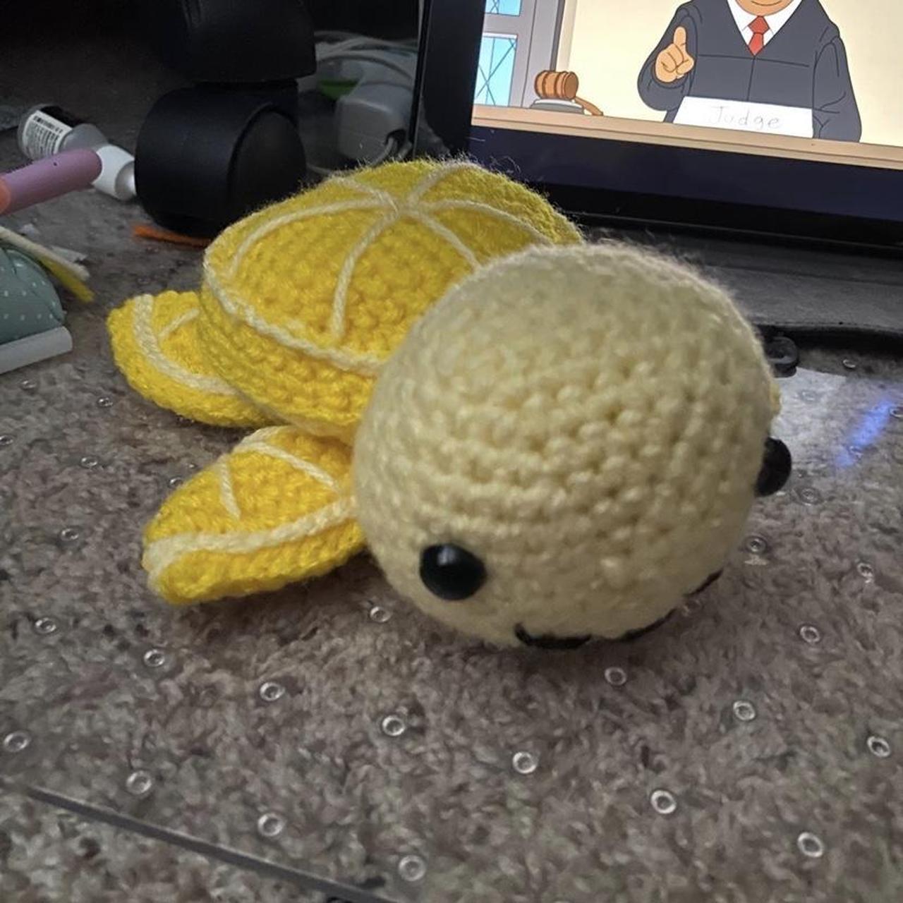 lemon turtle kawaii plush crochet turtle... - Depop