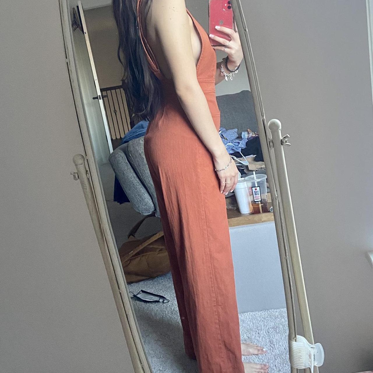 Dollhouse Women's Orange and Tan Dungareesoveralls Depop