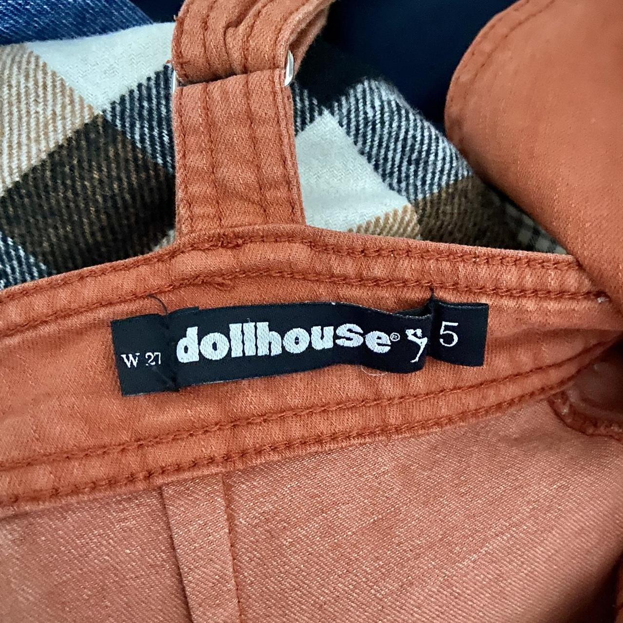 Dollhouse Women's Orange and Tan Dungareesoveralls Depop