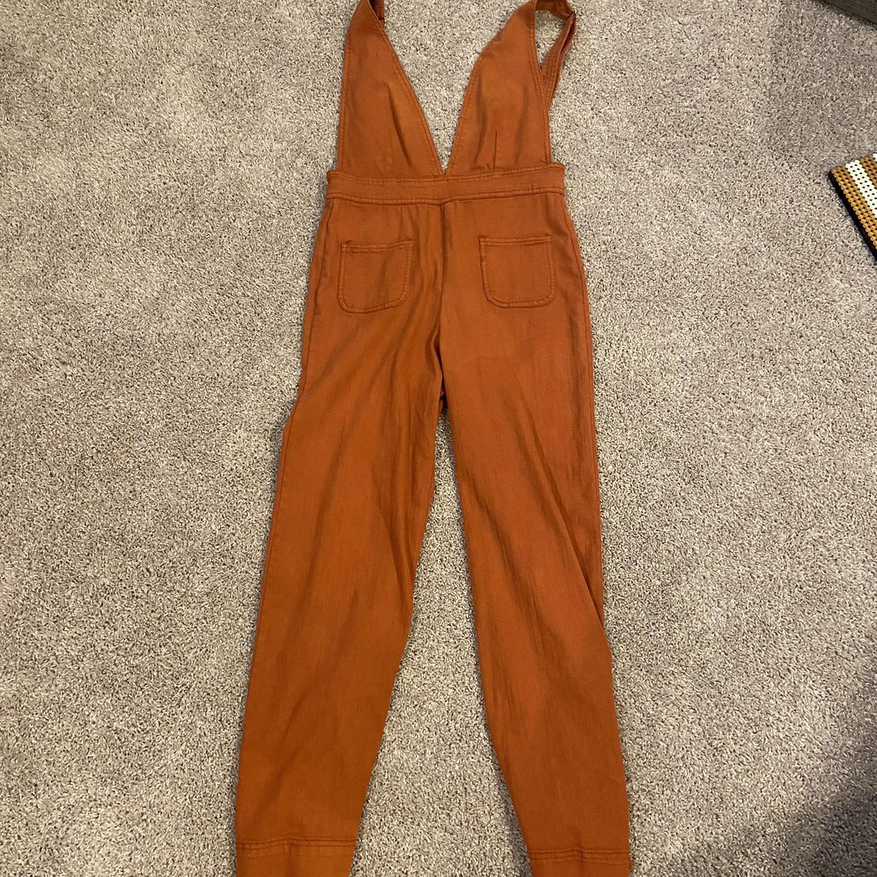 Dollhouse Women's Orange and Tan Dungareesoveralls Depop