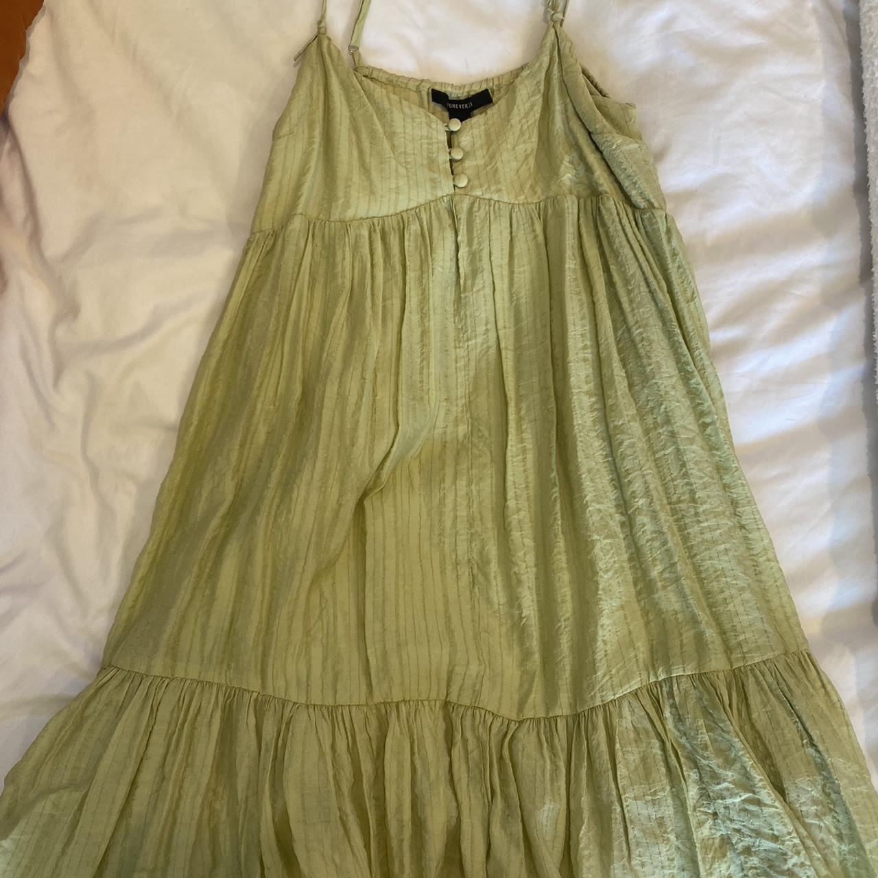 sage green sun dress, SO CUTE i just never wear it :( - Depop