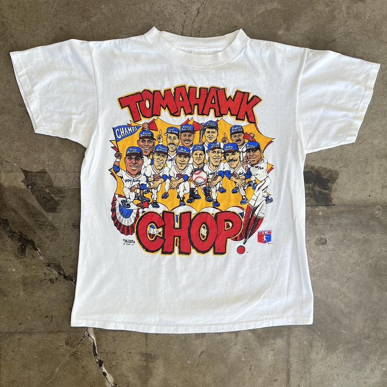 Tops, Rare Vintage Atlanta Braves The Miracle Team Tomahawk Chop T White  Shirt Coll