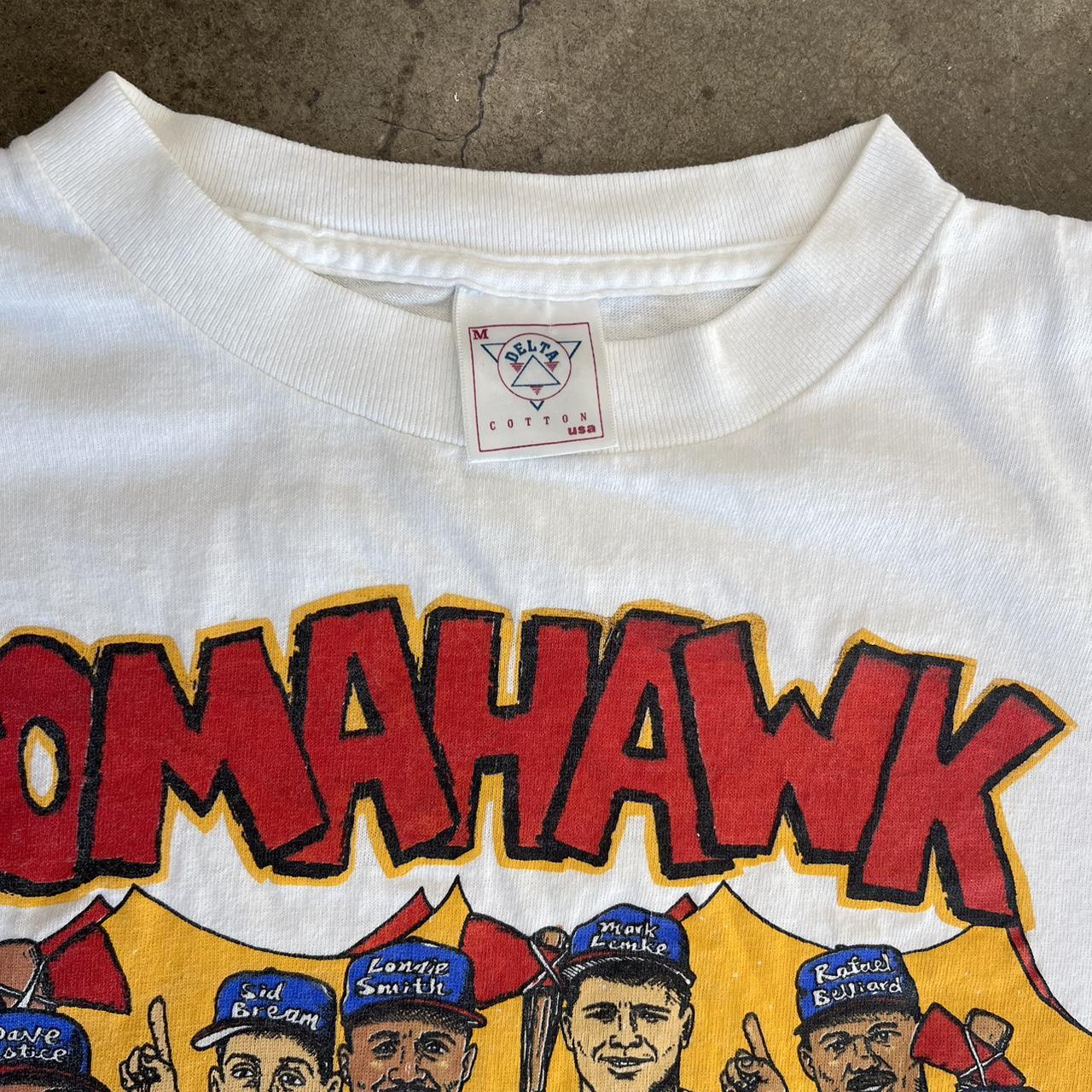 Rare Vintage Atlanta Braves The Miracle Team Tomahawk Chop T Shirt 90s  White M