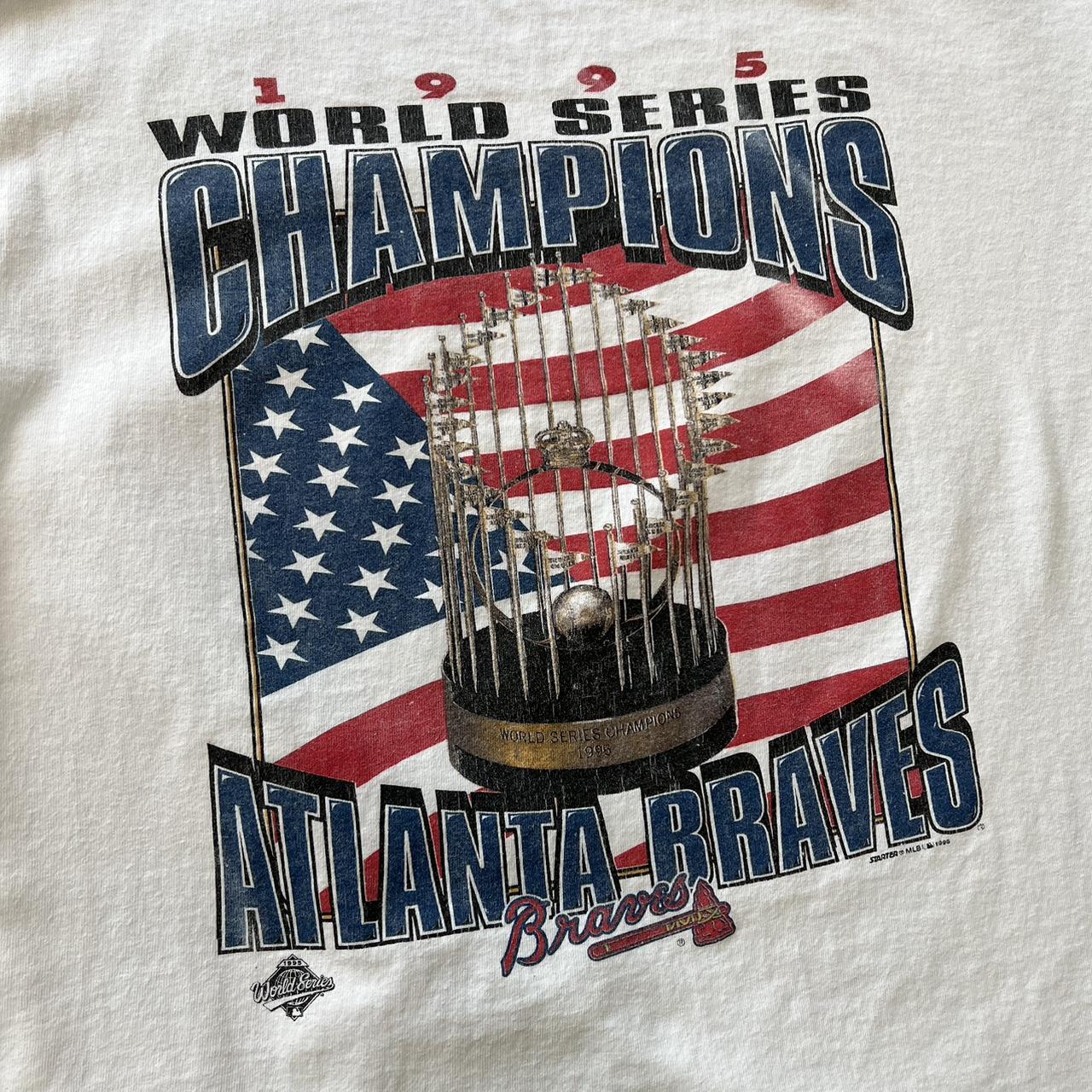 VTG USA 1995 Starter White MLB Atlanta Braves World Series Champs T Sh