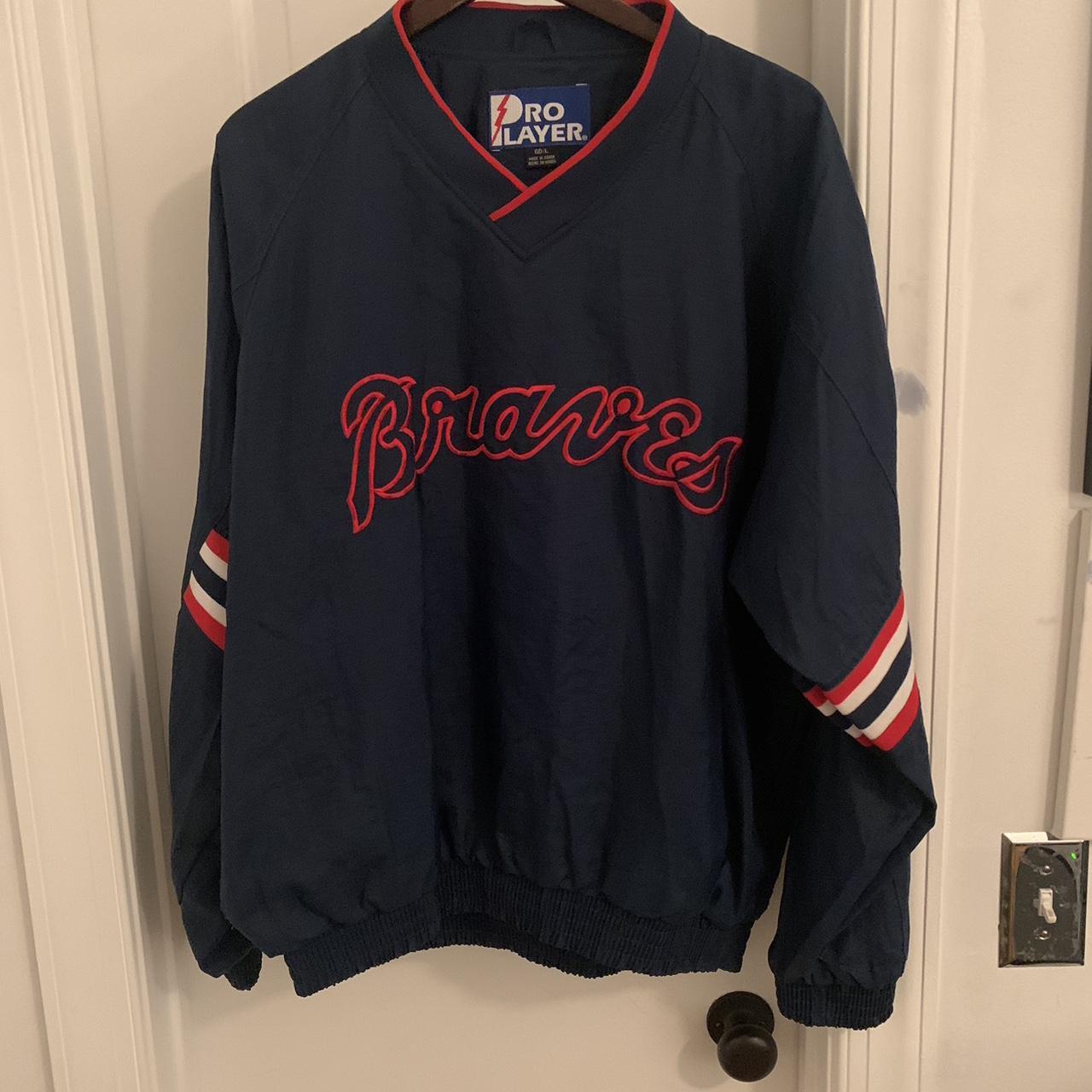 Vintage Starter Atlanta Braves Satin Jacket Men's - Depop