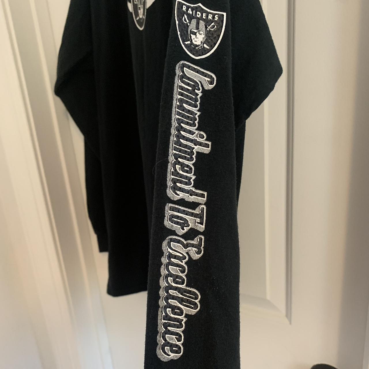 Vintage Oakland Raiders T Shirt Sliver & Black - Depop