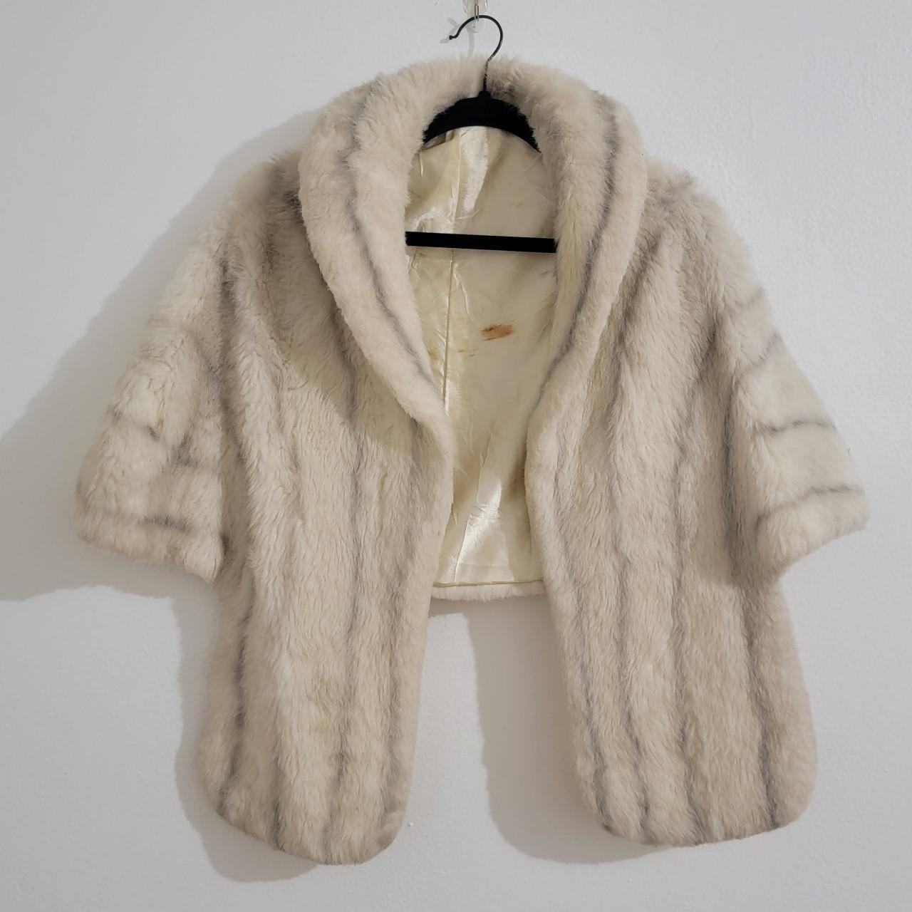 1950s Vintage Faux Fur Sleeved Cape Coat Sweet... - Depop