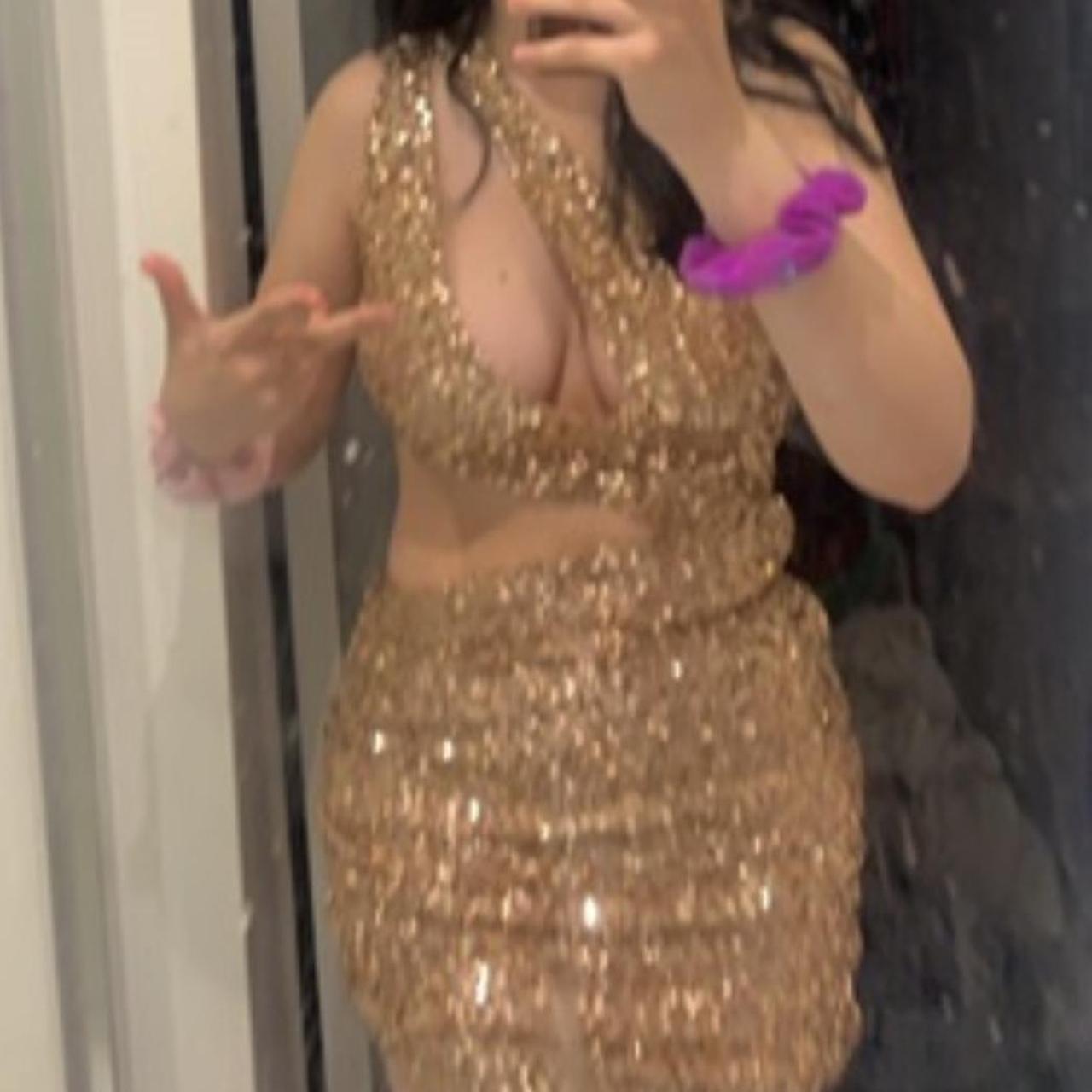 shooting star gold sparkly dress from dressmezee... - Depop