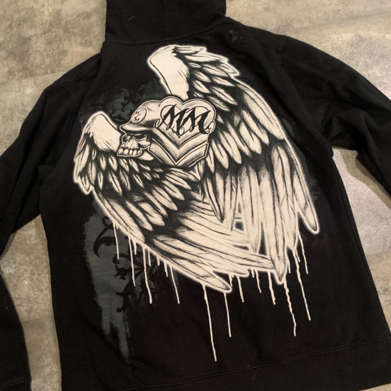 Cyber y2k jacket Skull angel wing jacket Hole and... - Depop