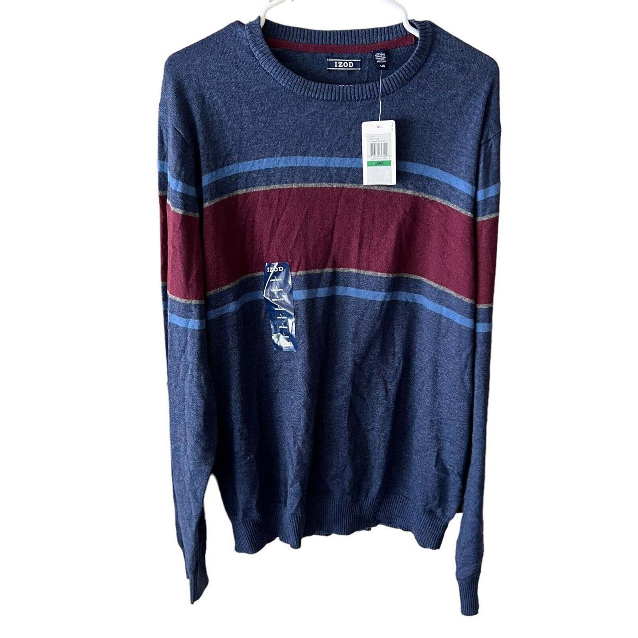 Item IZOD Blue Maroon Striped Crew Neck Pullover