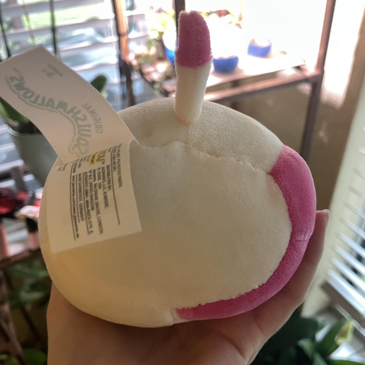 Pink and White Cow Strawberry Squishmallow Badge - Depop