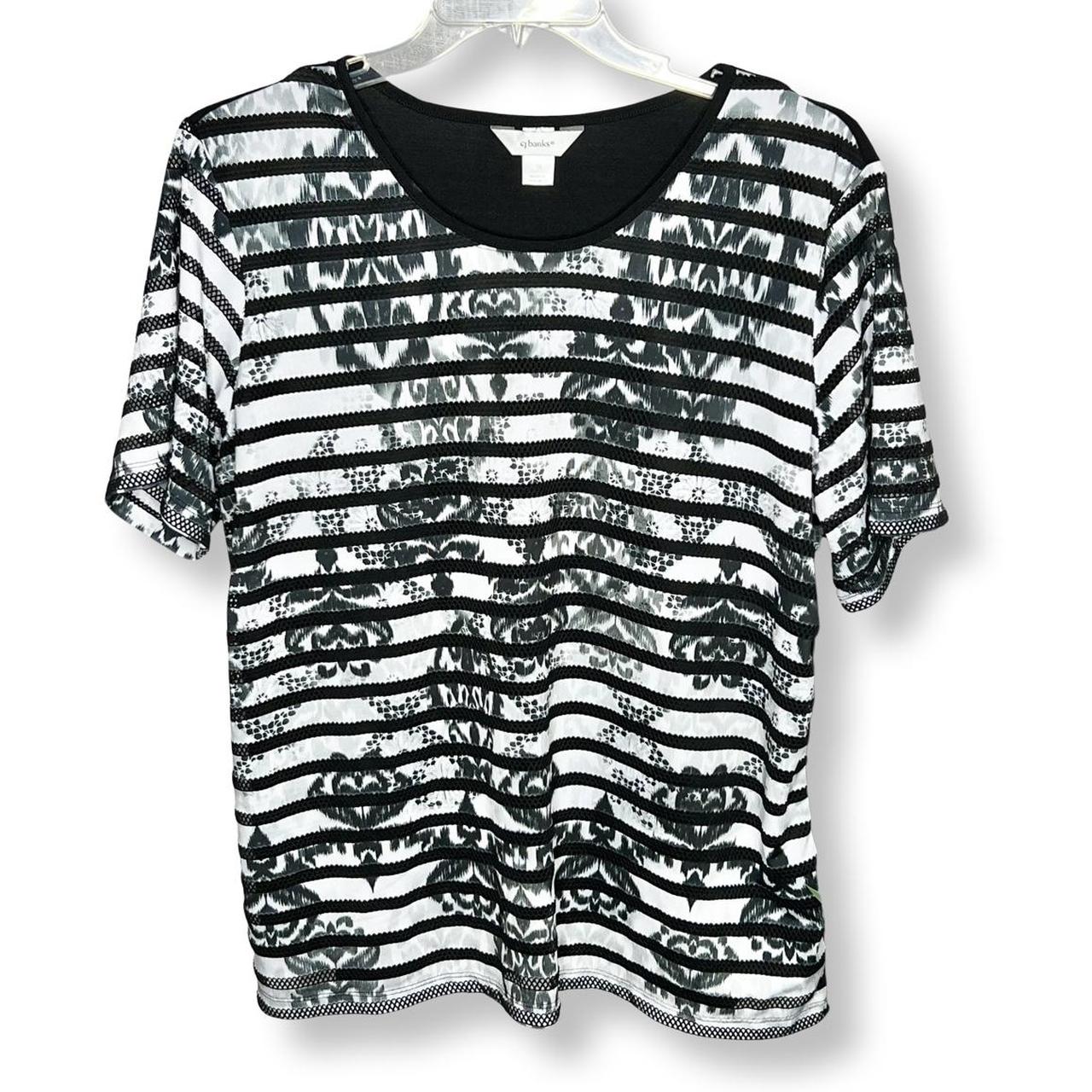 CJ BANKS - Black & White Knit Plus Size Blouse Top - - Depop