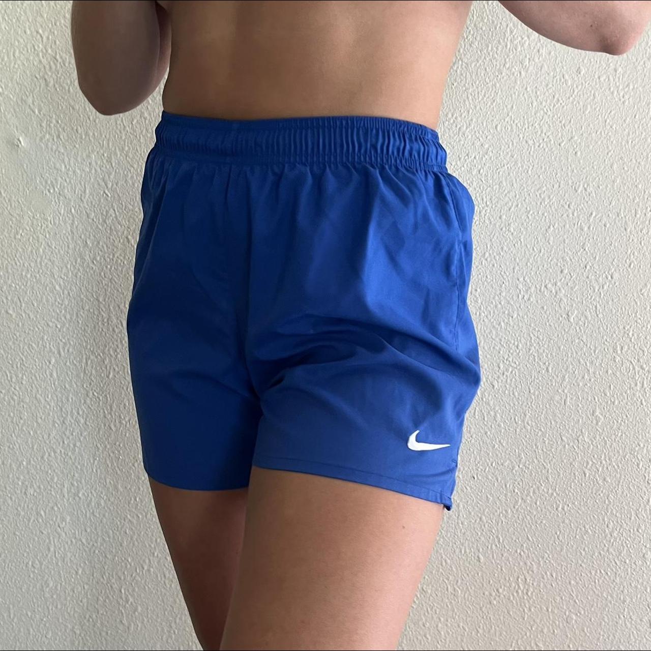 Nike blue athletic shorts Built in underwear is cut... - Depop