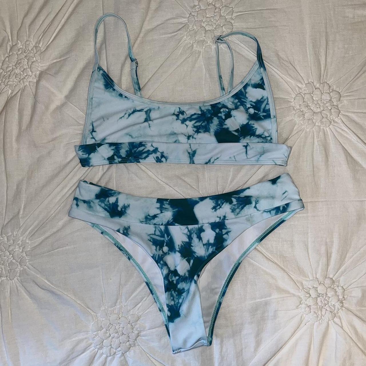 Blue tie dye bikini SIZE MEDIUM #summer #bikini... - Depop