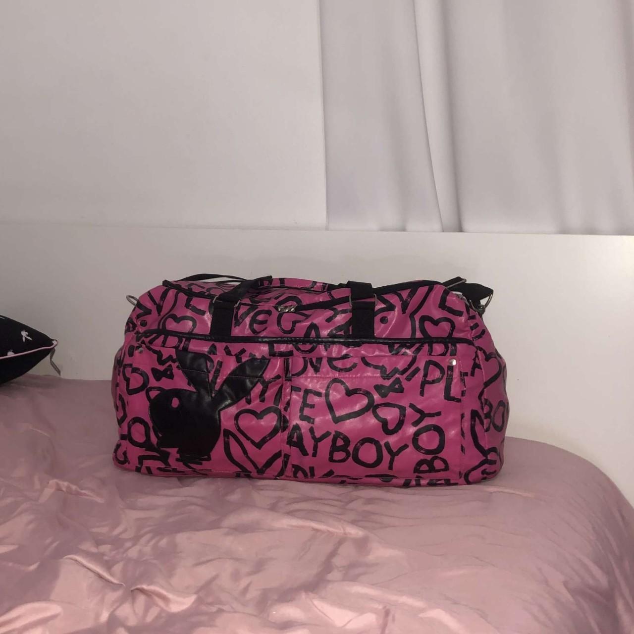 Pink Playboy large duffle bag with three front... | Depop