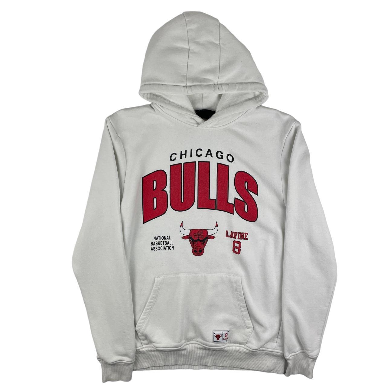 NBA X Chicago Bulls Spellout Hoodie White Fits... - Depop