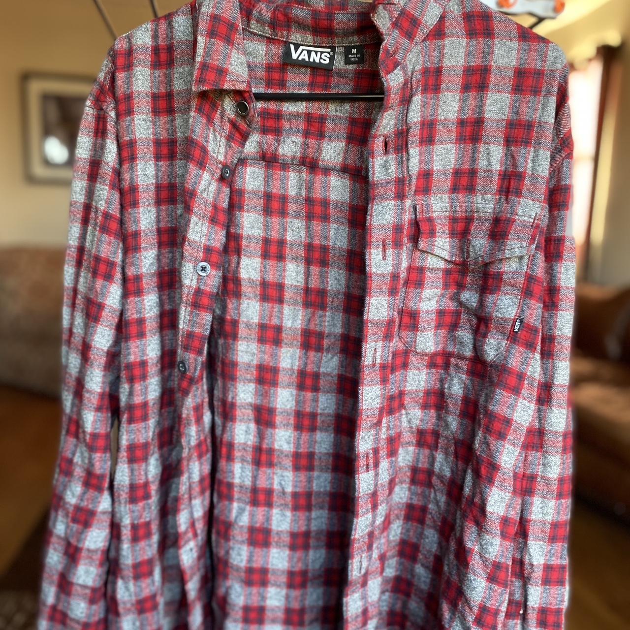 Men s Medium Red Gray Van s Flannel Excellent