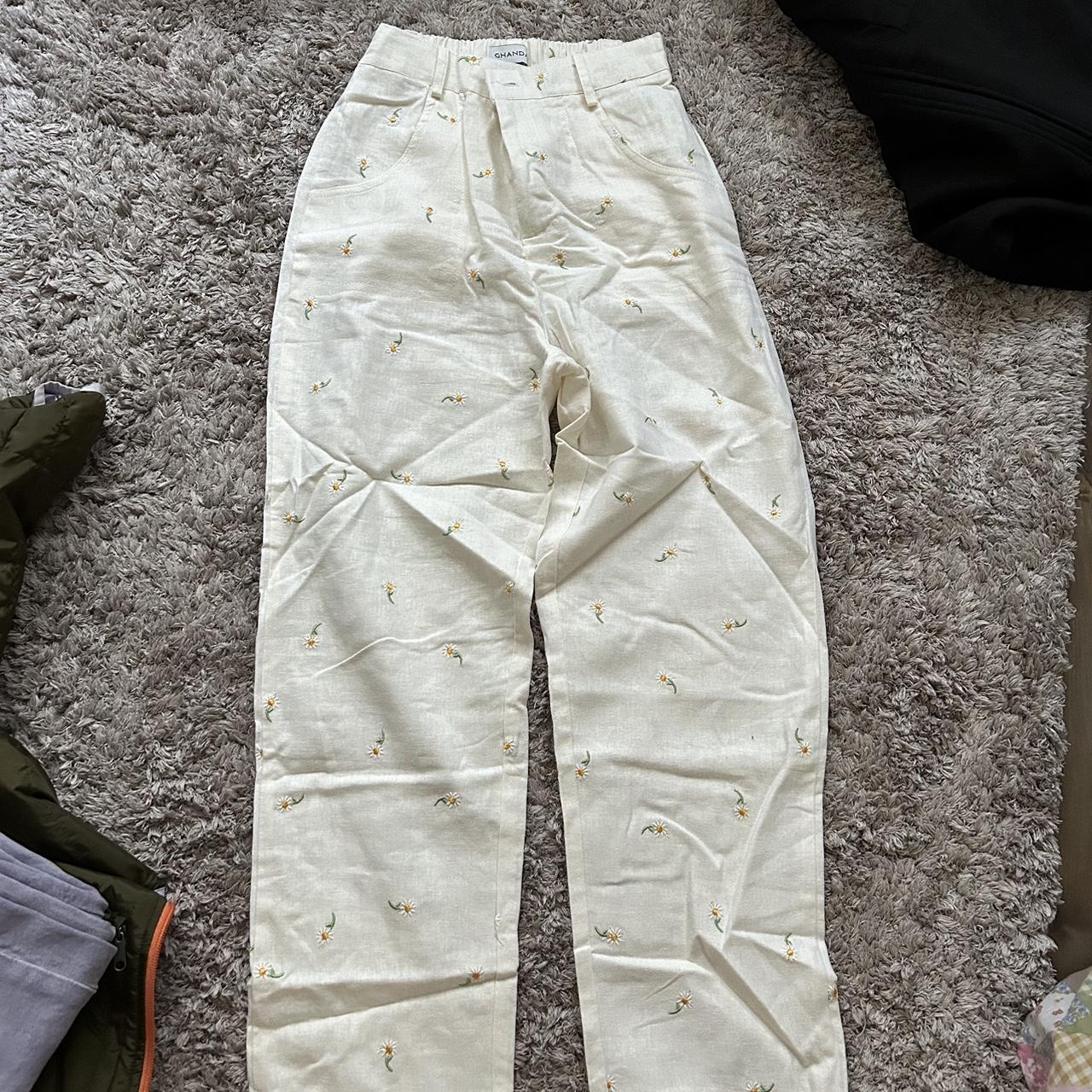 Ghanda clothing linen pants embroidered aus size 6 Depop