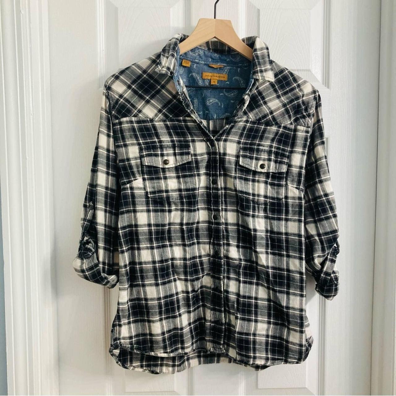 Black White Flannel Shirt Brand: Jachs Girlfriend... - Depop