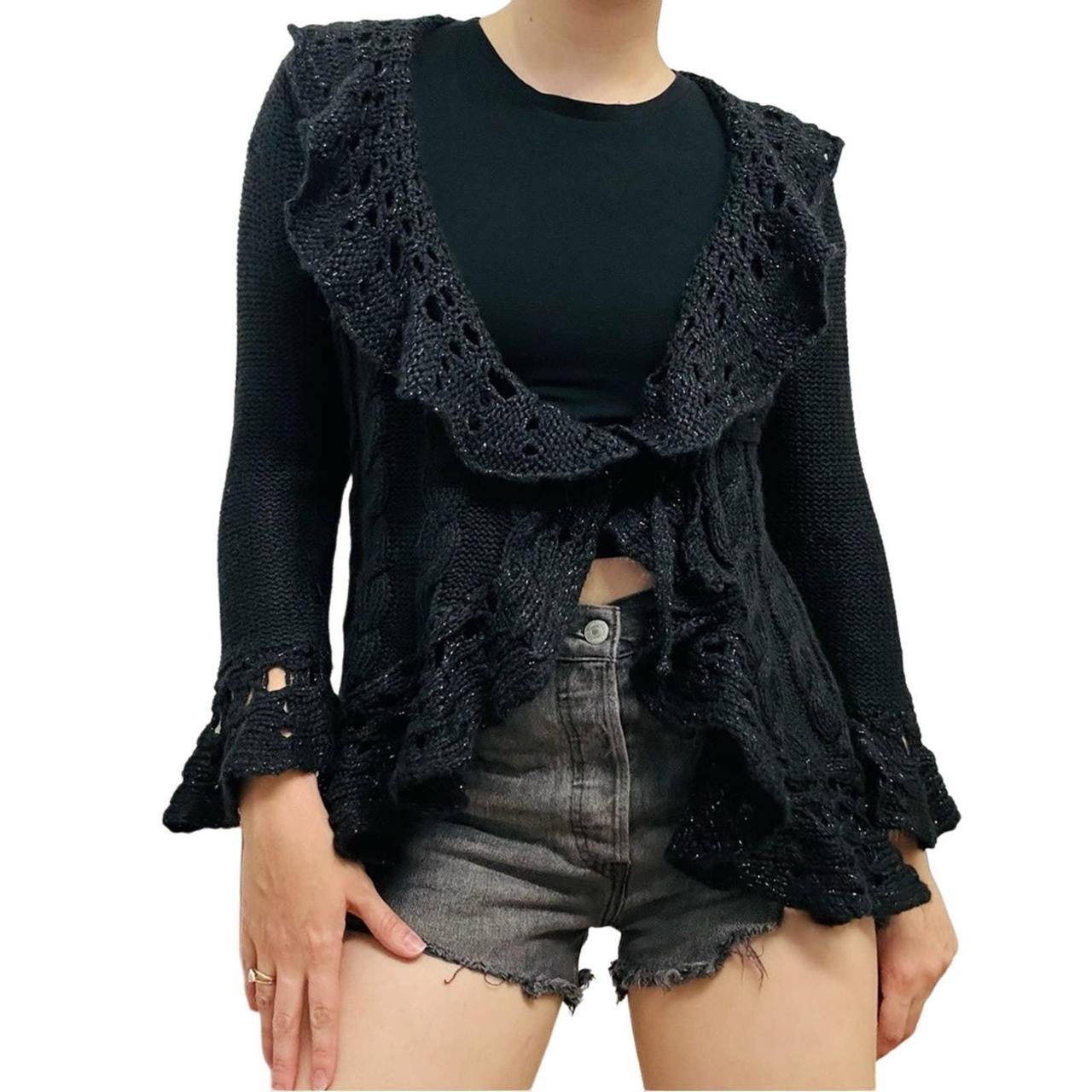 Black ruffle cardigan clearance sweater