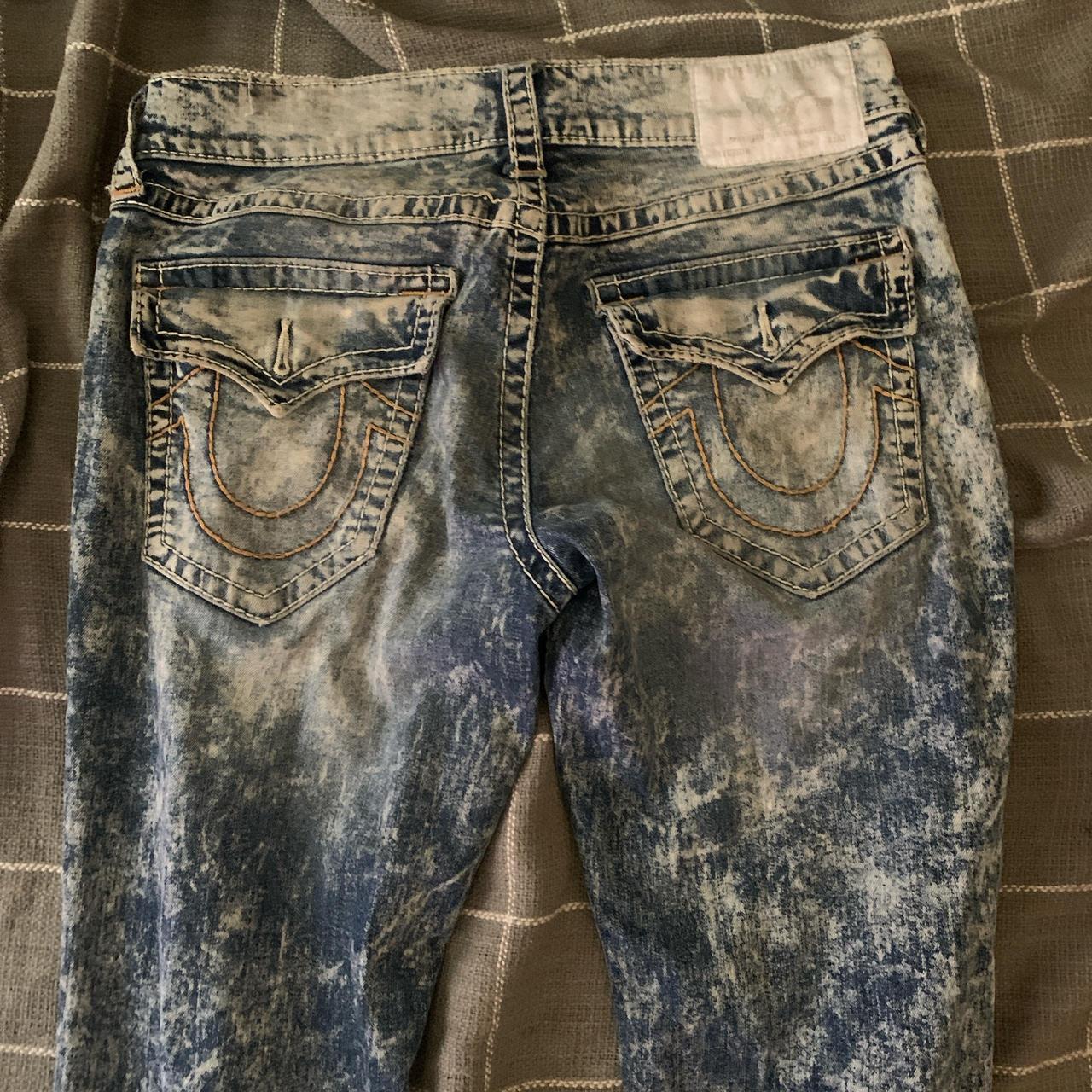 True Religion Mens Grey Acid Wash Jeans True Religion Blue/grey