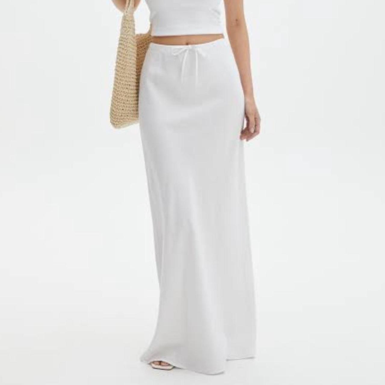 Glassons White Linen Blend Maxi Skirt size 6 brand... Depop