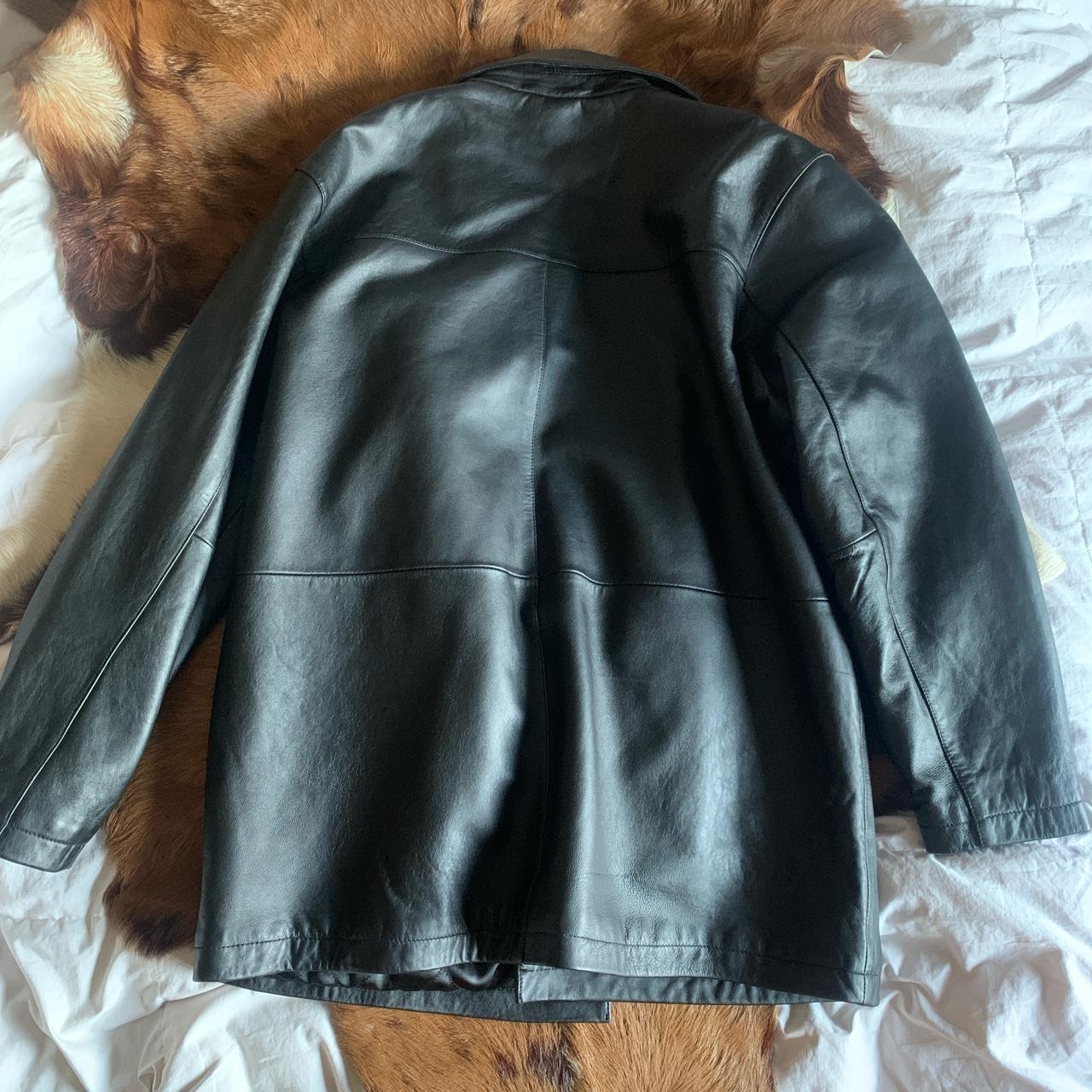 Black leather trench Knightsbridge coat. Size men’s... - Depop