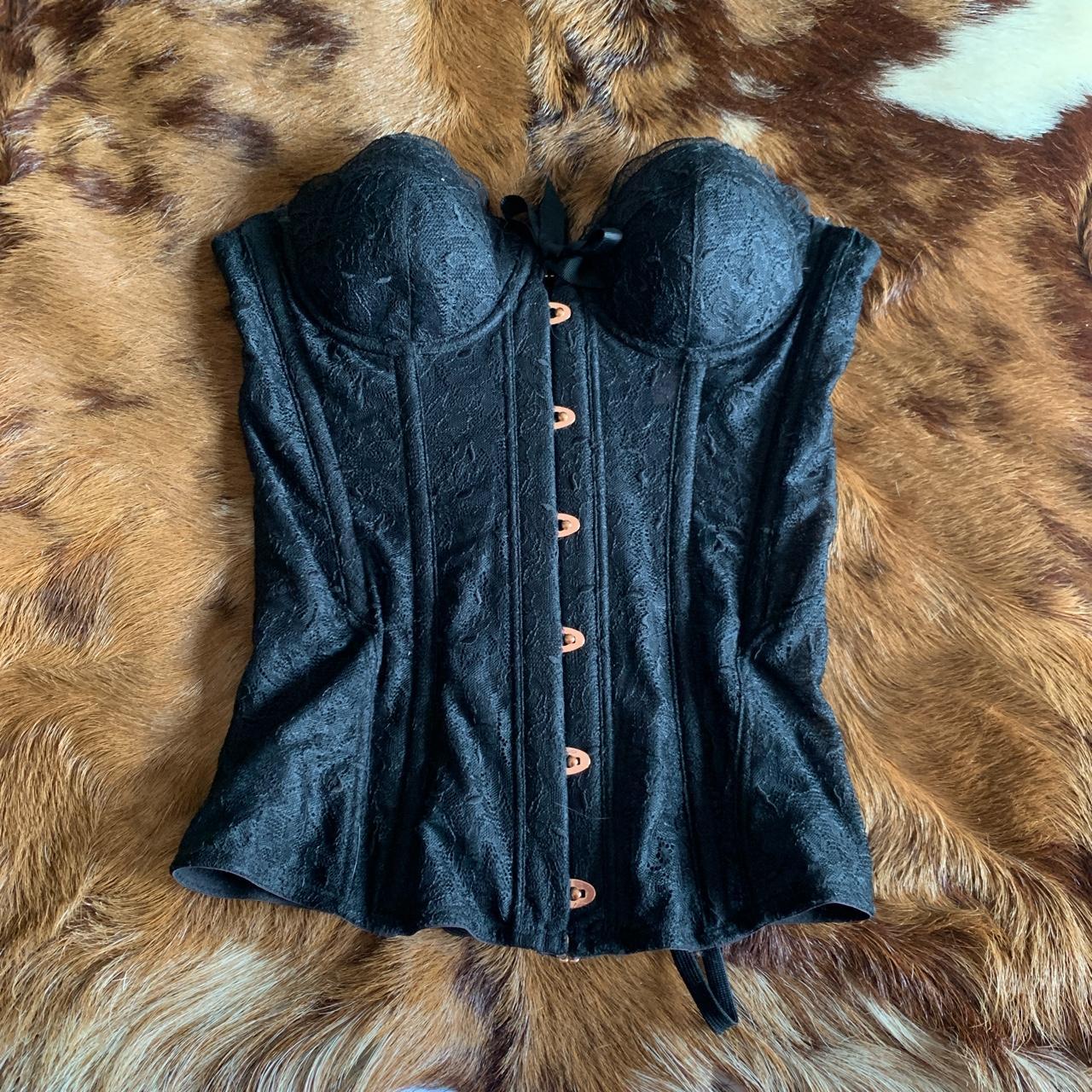 Black lace Savage x Fenty lace up corset top with... Depop